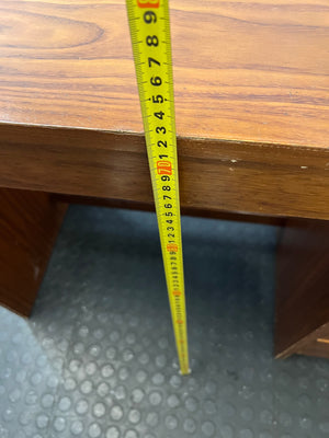 Wooden Office Desk with 4 Drawers — Chipped Veneer and Surface Wear – height measurement
