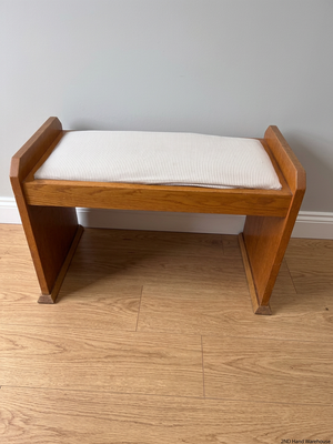Wooden Dressing Stool with Striped Upholstered Seat – styled product image