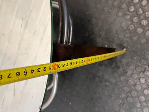 Round Glass Coffee Table with Spiral Wood and Metal Base — Well Used Condition – height measurement