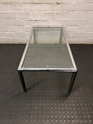 Chrome Frame Glass Coffee Table — Fair Condition With Visible Wear – side view