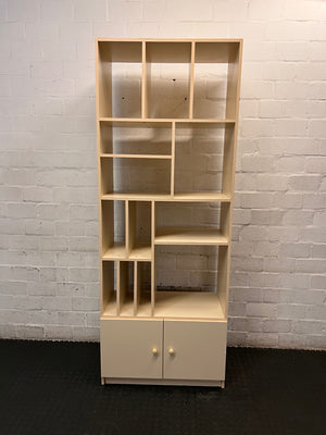 Asymmetrical Shelving Unit with Bottom Cupboard – main front view