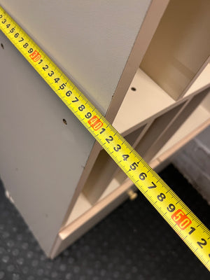 Asymmetrical Shelving Unit with Bottom Cupboard – width measurement