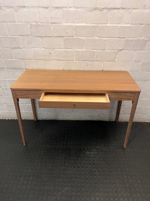 James Mudge Iroko Wood Writing Desk with Drawer — Great Condition Designer Desk – side view