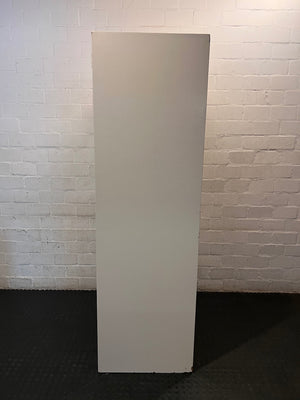 Tall White Wooden Dressing Table with Louvre Cupboard — Very Good Condition – top view