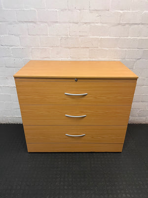 Optiplan 3-Drawer Filing Cabinet in Oak Finish — Good Condition with Keys – main front view