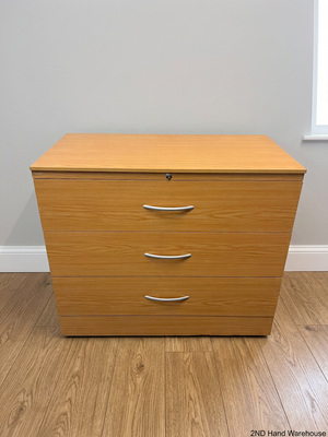 Optiplan 3-Drawer Filing Cabinet in Oak Finish — Good Condition with Keys – styled product image