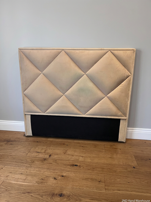 Beige Upholstered Diamond Pattern Queen Headboard — Good Condition – styled product image