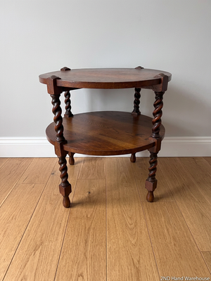 Carved Wood Side Table with Barley Twist Legs — Good Working Order – styled product image