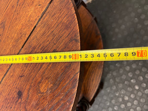 Carved Wood Side Table with Barley Twist Legs — Good Working Order – width measurement