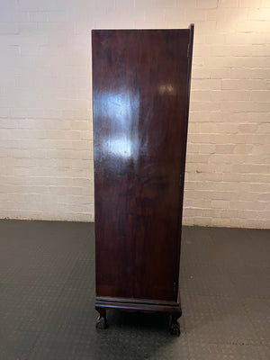 Vintage-Style Dark Wood 3-Door Wardrobe with Drawers — Loose Drawers and Non-Locking Doors – top view