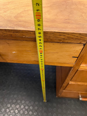 Art Deco Style Wooden Office Desk with 5 Drawers — Fair Condition with Visible Surface Wear – height measurement