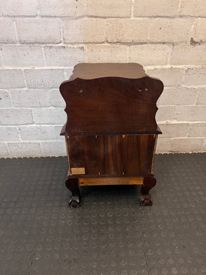 Tiered Dark Brown Side Table with Ball and Claw Feet — Well Used Condition – back view