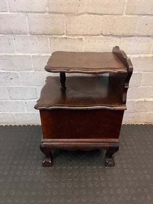 Tiered Dark Brown Side Table with Ball and Claw Feet — Well Used Condition – condition detail