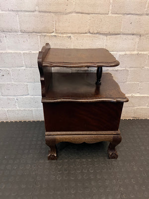 Tiered Dark Brown Side Table with Ball and Claw Feet — Well Used Condition – top view