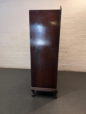 Vintage Style 3-Door Wooden Wardrobe with Scalloped Top — Well Used Condition – condition detail