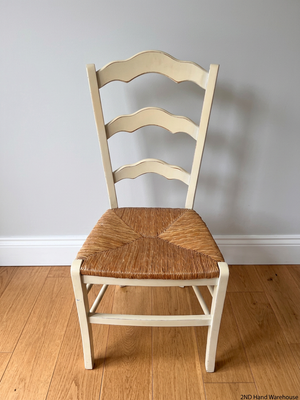 Cream Wooden Ladder-Back Dining Chair with Rush Seat — Great Condition – styled product image