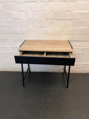 Modern Two-Tone Wood and Metal Study Desk — Good Working Order – side view