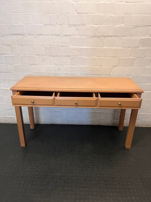 Beechwood Office Desk with 3 Drawers — Surface Mark on Desk Top – side view