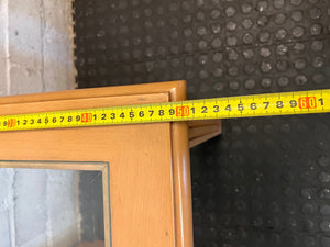 Beechwood Side Table with Glass Inset and Fluted Legs — Visible Mark on Table Surface – width measurement