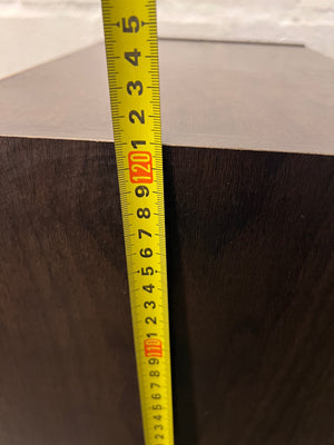 Dark Wood Finish Bookshelf with Lower Cupboard — Sturdy But Well Used Bookshelf – height measurement
