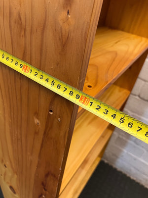 Natural Pine 5-Tier Bookshelf — Good Working Order – depth measurement