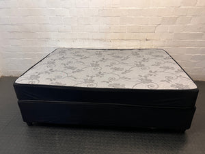 Double Bed Mattress and Base Set in Black and Grey — Good Condition Bed and Base – back view