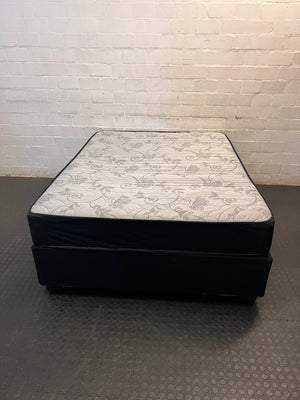 Double Bed Mattress and Base Set in Black and Grey — Good Condition Bed and Base – main front view