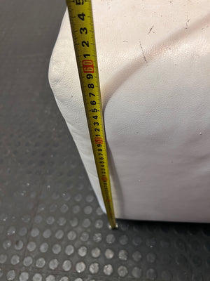 Modern White Leather 3 Seater Couch — Well Used With Significant Surface Wear – height measurement