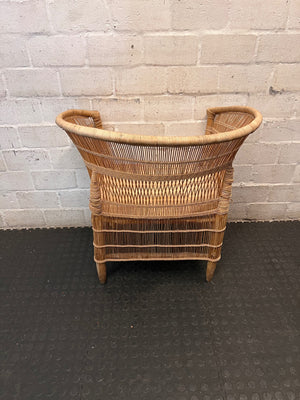 Woven Wicker Tub Chair — Well Used Condition – side view