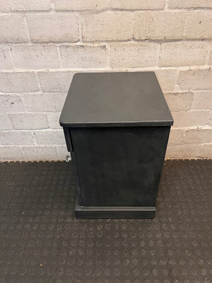 Charcoal Grey Bedside Table with Crystal Knobs — Well Used Condition – back view