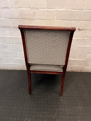 Vintage Wood Armchair with Speckled Upholstery — Visible Wear to Timber Frame – condition detail