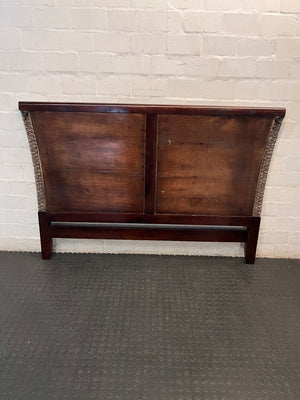 Dark Wood and Woven Wicker King Headboard — Good Working Order – condition detail