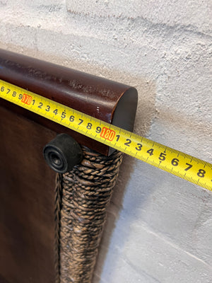Dark Wood and Woven Wicker King Headboard — Good Working Order – width measurement
