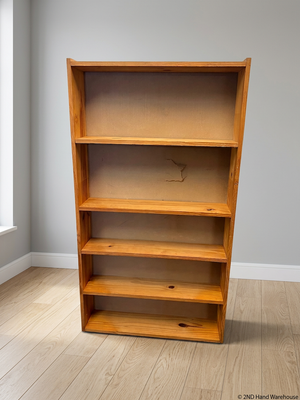 Tall Five-Shelf Wooden Bookshelf — Punctured Backing Board; Variable Shelf Configuration – styled product image