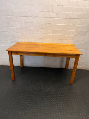 Classic Rectangular Pine Wood Dining Table — Good Working Order – main front view