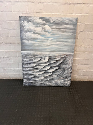 Textured Ocean Seascape Canvas Painting – main front view