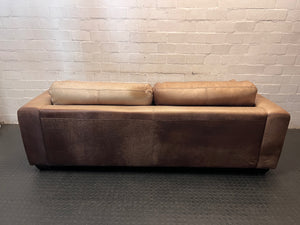3 Seater Coricraft Leather Couch — Good Working Order – back view