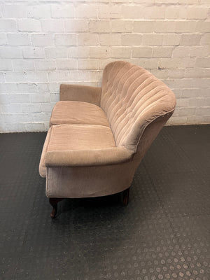 Beige Victorian Style 2 Seater Couch — Used Fair Condition – side view