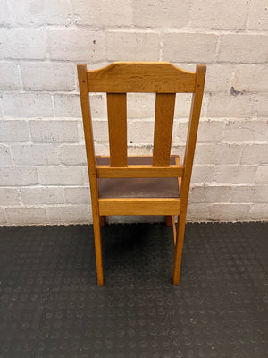 Classic Oak Dining Chair with Brown Inset Seat — Good Working Order – back view