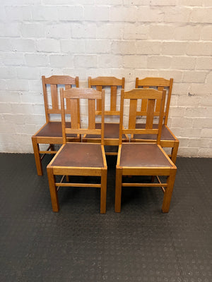 Classic Oak Dining Chair with Brown Inset Seat — Good Working Order – condition detail