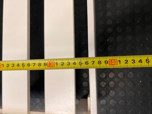 White Wooden Toddler Bed Frame with Slatted Base — Significant Wear and Missing Slats – depth measurement