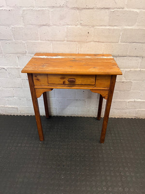 Wooden Side Table with Drawer — Used; Fair Condition – main front view