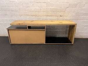 Black Melamine and Natural Pine TV Unit — Normal Wear with Loose Back Cover – condition detail