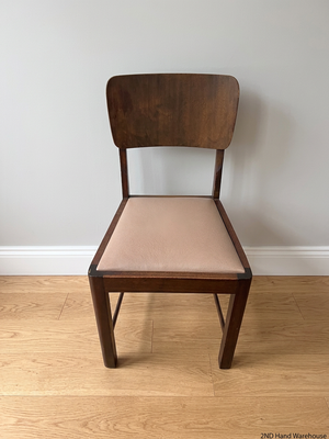 Vintage Style Brown Timber Dining Chair with Tan Upholstery — Fair Condition with Visible Surface Wear – styled product image