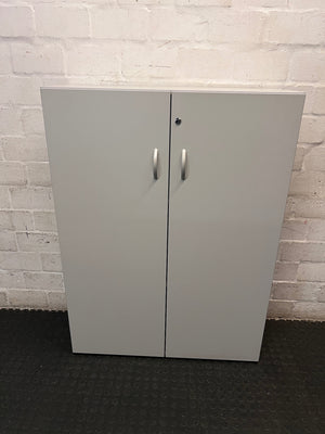 Grey Two-Door Lockable Office Cupboard – main front view