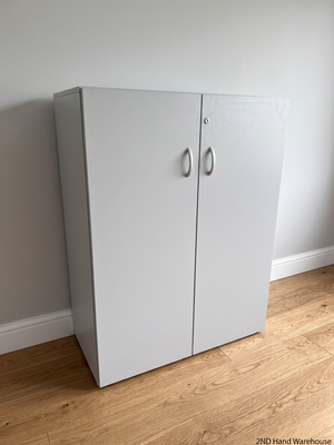 Grey Two-Door Lockable Office Cupboard – styled product image
