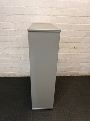 Matte Grey Wooden Bookshelf with Adjustable Shelving – back view