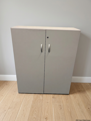 Light Grey Two-Door Lockable Storage Cupboard – styled product image