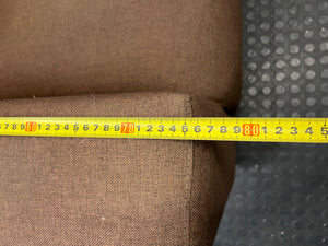 Brown Fabric 2 Seater Couch with Silver Legs — Well Used Condition – depth measurement