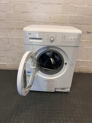 Defy 6kg White Front Loader Washing Machine — Door Hard to Close and Missing Drain Cover – side view